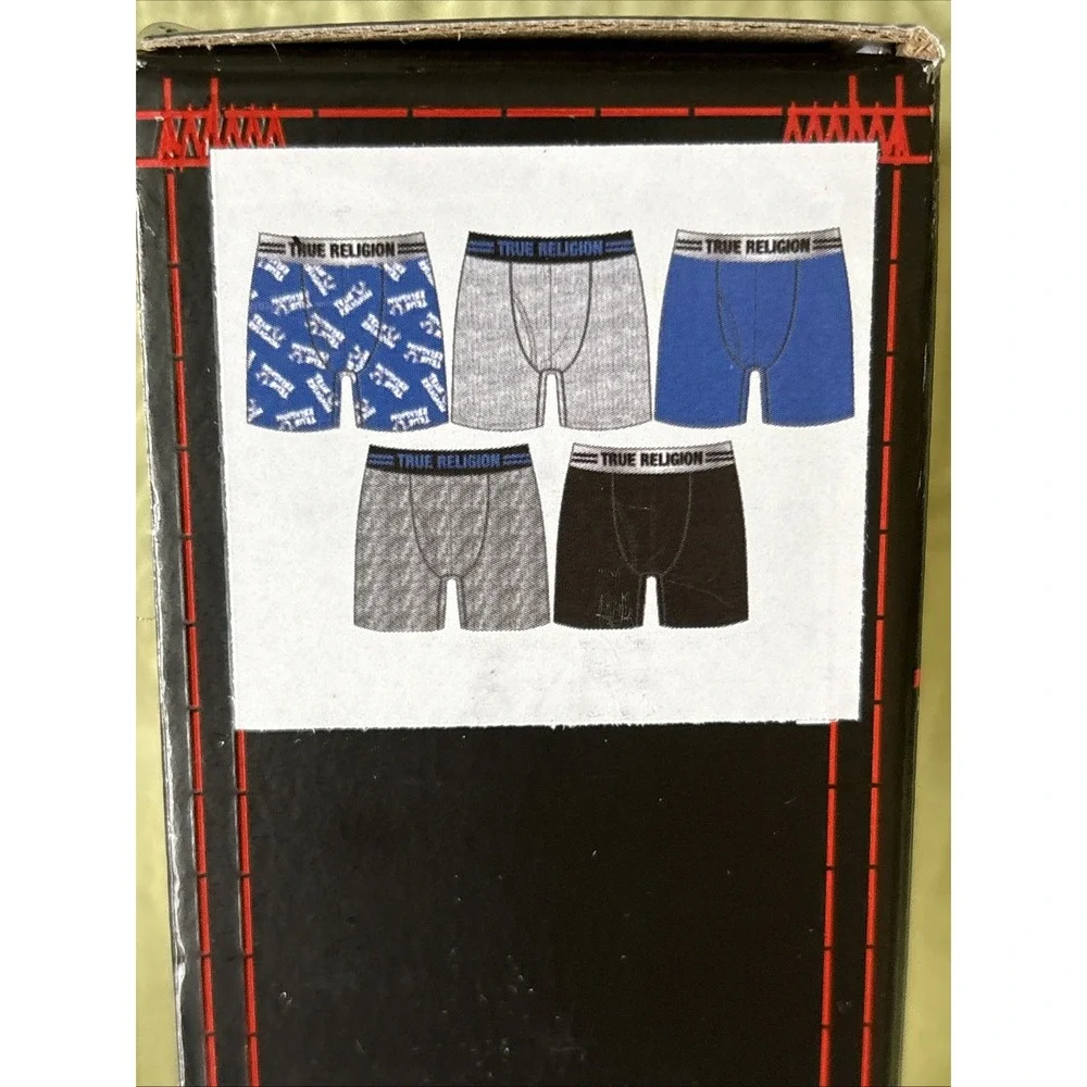 True Religion Men's Boxer Briefs 5 Pack Size M 32-34 Premium Cotton Fly Front